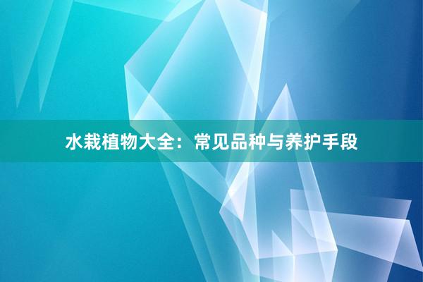 水栽植物大全:常见品种与养护手段